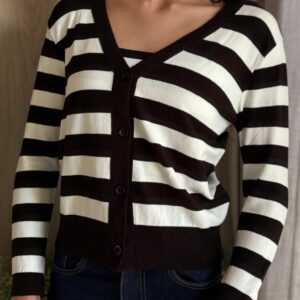 Cardigan com Regata Listrado